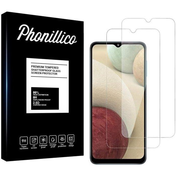 Film de protection d'écran - PHONILLICO - Samsung A12 - Pack de 2 - Verre trempé - Résistant aux rayures