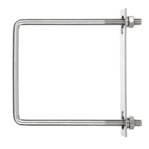 RILIHII U-Bolts (Set of 4) Square U-Bolts, 102mm Inner Width, 304 Stainless Steel Square M8 Bolts with Washers and Plates, for Carport Parking Fixings