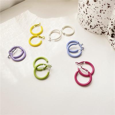 Earrings Round Earrings Candy Color Girl Heart Simple Ins Cold Style Round Earrings College Style Color Eardrops Earrings