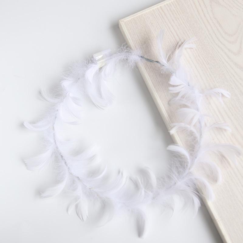 

LWN металлический ночной светящийся венок, светодиодный венок из перьев ангела, повязка на голову, аксессуар для волос с перьями феи white