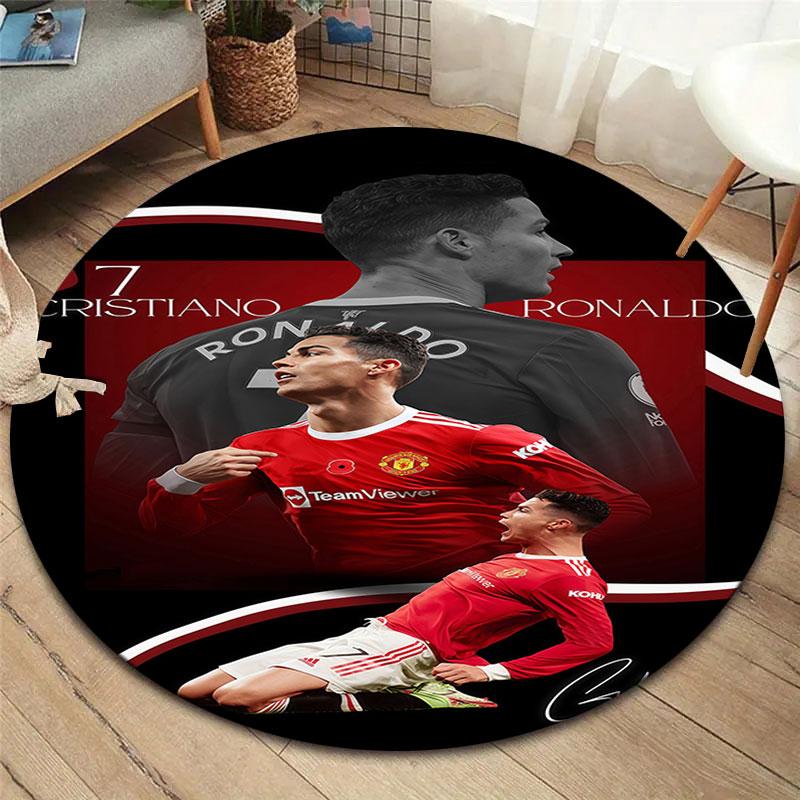 CR7 Runder Teppich, Teppich für Wohnzimmer Schlafzimmer Sofa Spielzimmer Dekoration, Rutschfeste Bodenmatte