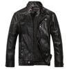 Men's Motorcycle Leather Jacket with Old Washing Leather Jacket Stand Collar Plus Velvet Men's Leather Jacket