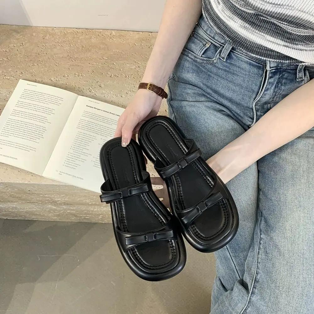 

Fashion New Summer Women s Slippers 2025Stylish Peep-toe Low Heel Silver Women s Comfortable Beach Shoes Sapatilas 35 чёрный