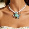 Oil Drip Craft Crab Pendant Necklace Polka Dot Ocean Charm Necklace  Summer Travel Dating