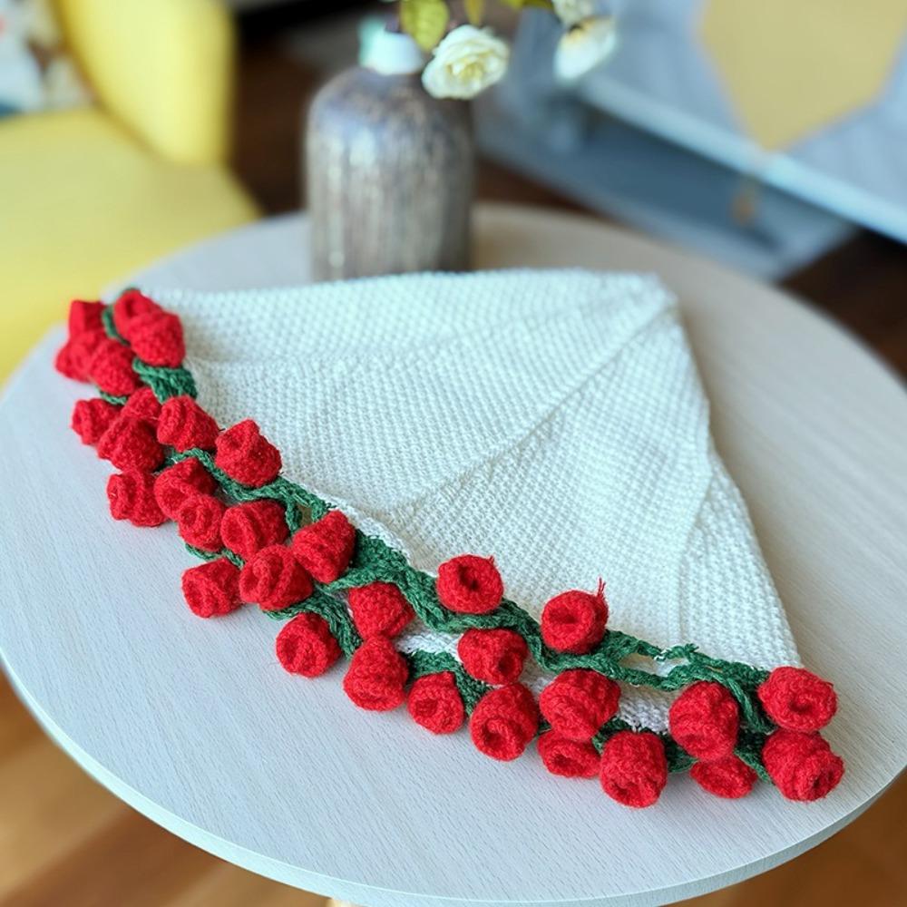 Fashion Rose Bouquet Blanket Finished Rose Nap Blanket Knitted Flower Blanket  Birthday Gift