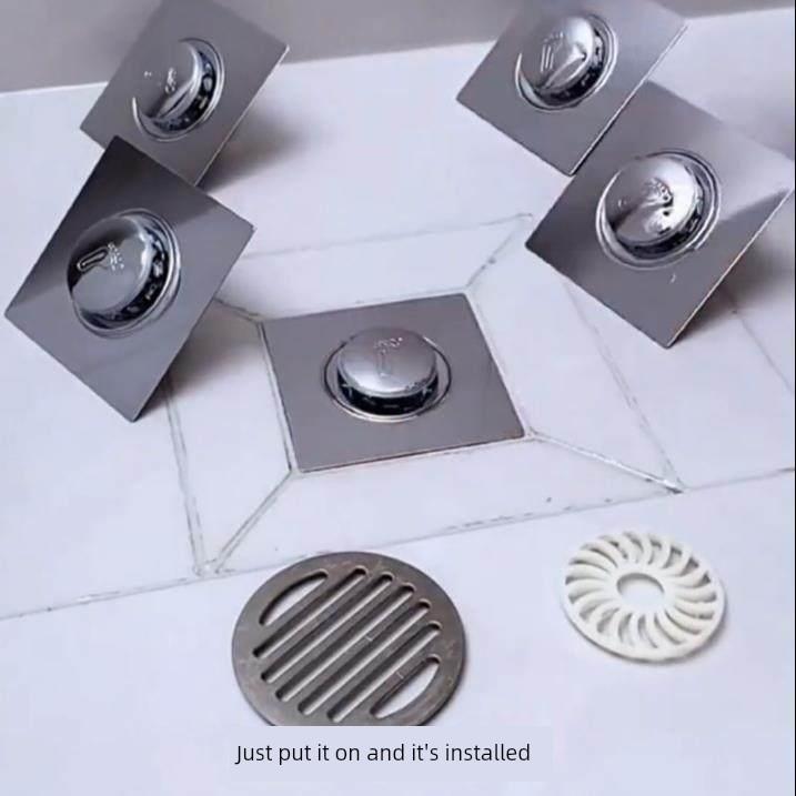 Bathroom Floor Drain Filter Basket, Anti-Clogging and Anti-Odor Device, No-Disassembly Square Drain Filter for Bathroom Floor Drain