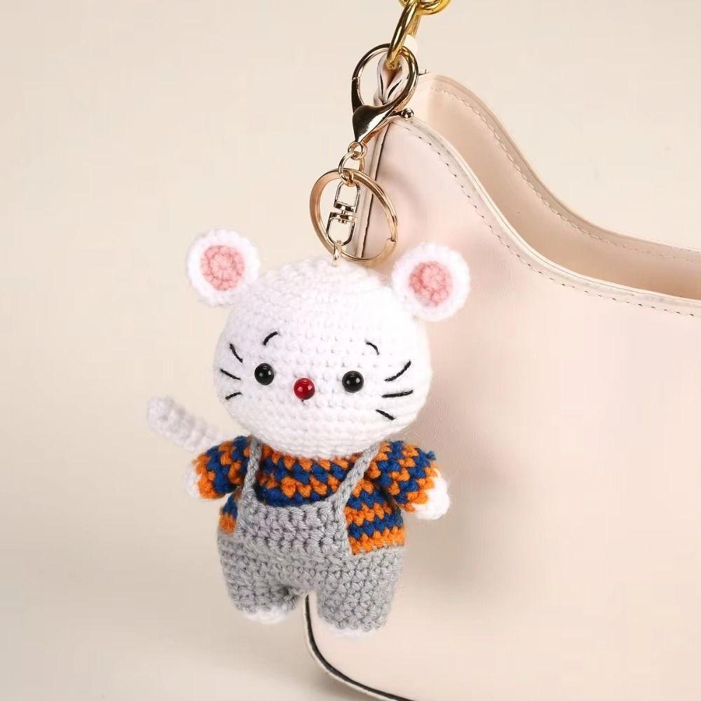 Dog Mini Knit Mouse Pendant Wool Knitting Cat Doll Pendant Keychain Friend Gifts