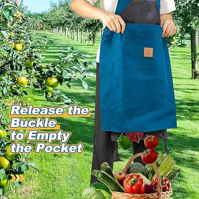 Custom Logo Gardening Apron with Quick Release and Large Pockets for Outdoor Use
