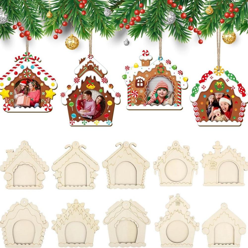 Holiday Picture Frame High-Quality Christmas Tree Hanging Decor Diy Christmas Pendant Personalized Wooden Ornament Craft