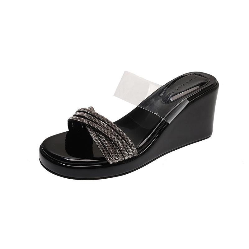 Thick-soled heightening outer slippers women's summer new muffin sandals fairy style high-heeled women's sandals
