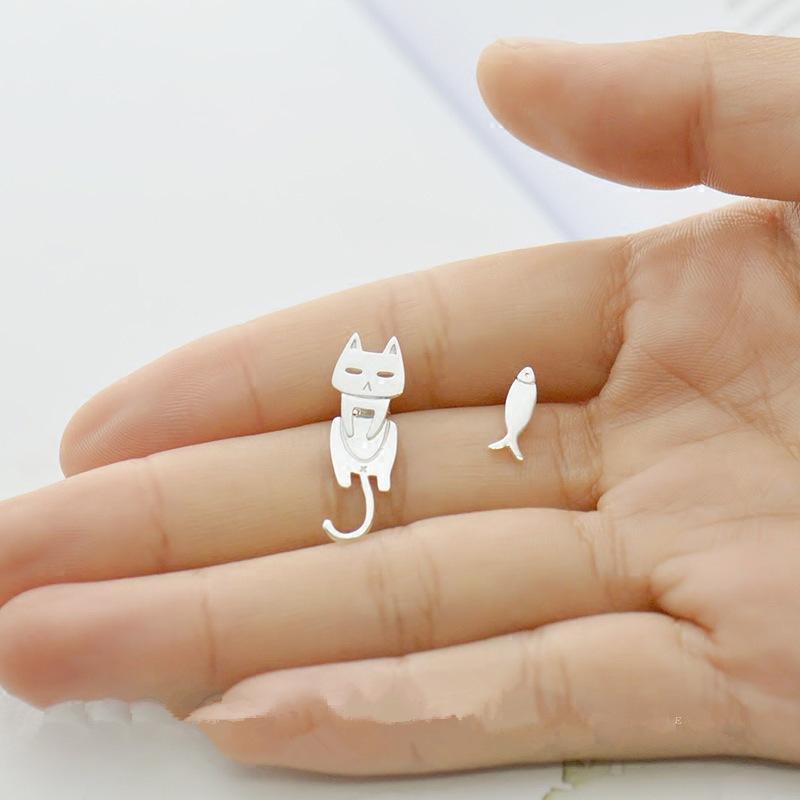 Cute Cat Fish Stud Earrings for Women Fun Gift Party Earrings