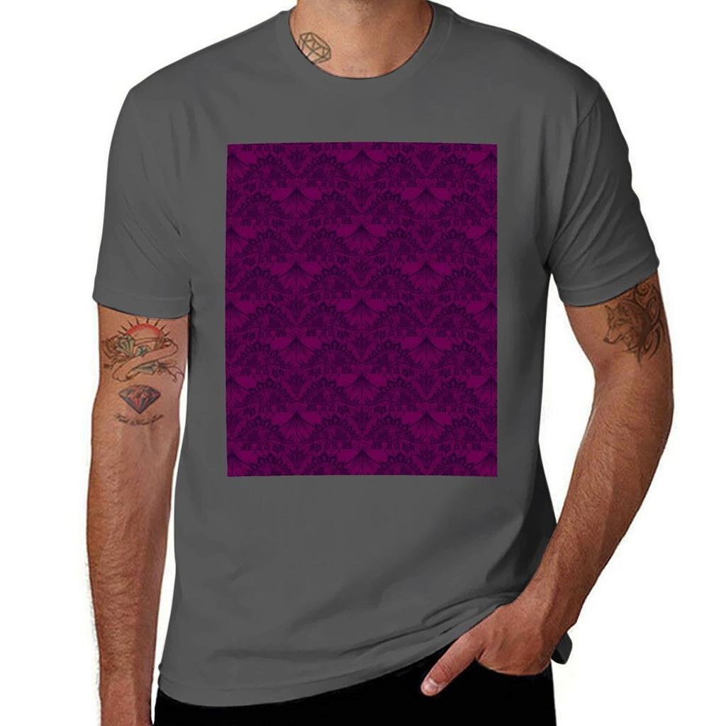 Stegosaurus Lace Purple Tshirt Heavy Duty Casual Work Tee Tshirt