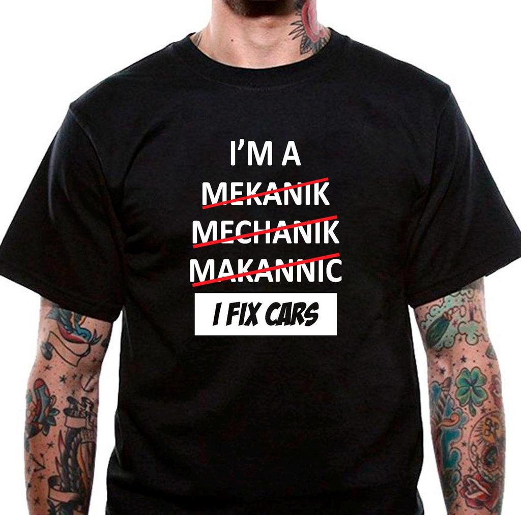 I'm A Mechanic T-Shirt Black Or White Spelling Unisex Uneek T-Shirt Tee