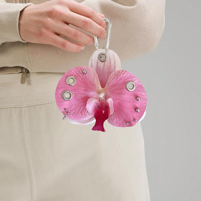 Women Girls Simulation Flowers Personality Artificial Butterfly Orchid Gift Alloy Fashion Accessories Pendant Ornament 5 Colors