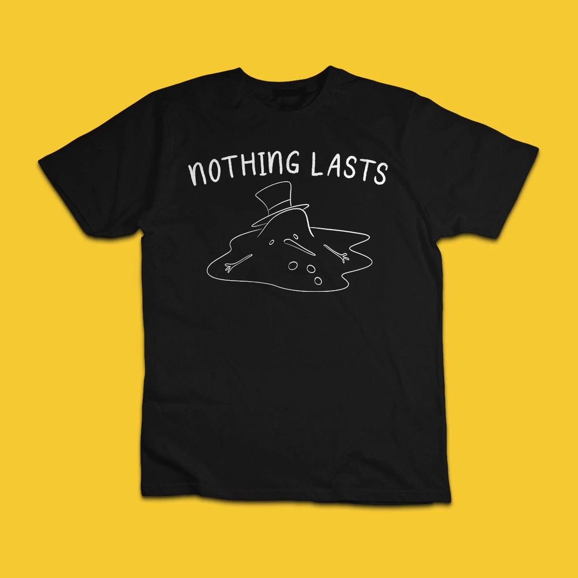 Nothing Lasts Funny Melting Snowman Graphic T-Shirt L