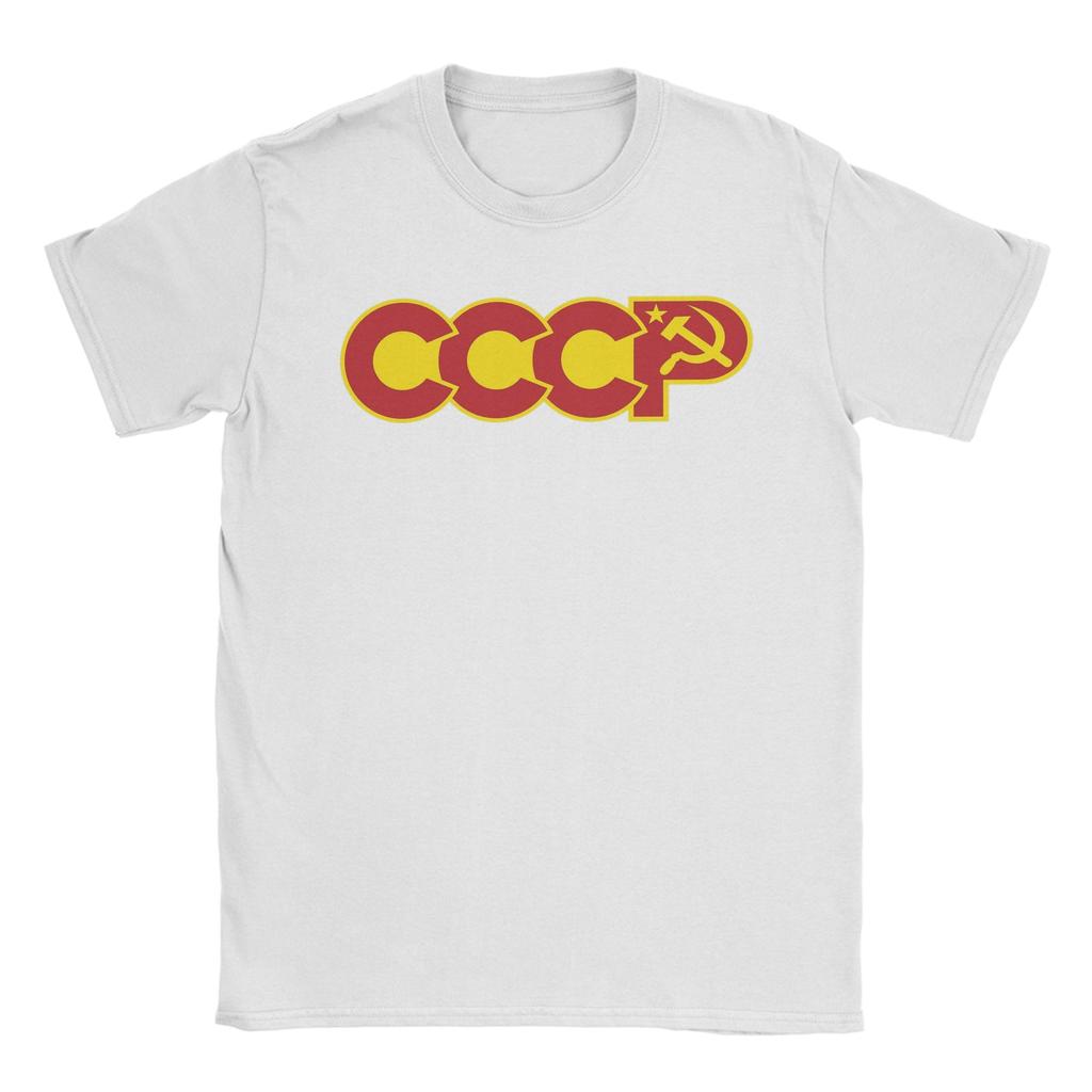 CCCP Logo T Shirt Men 100 Cotton Vintage TShirt O Neck  Tees Short Sleeve Tops Gift Idea