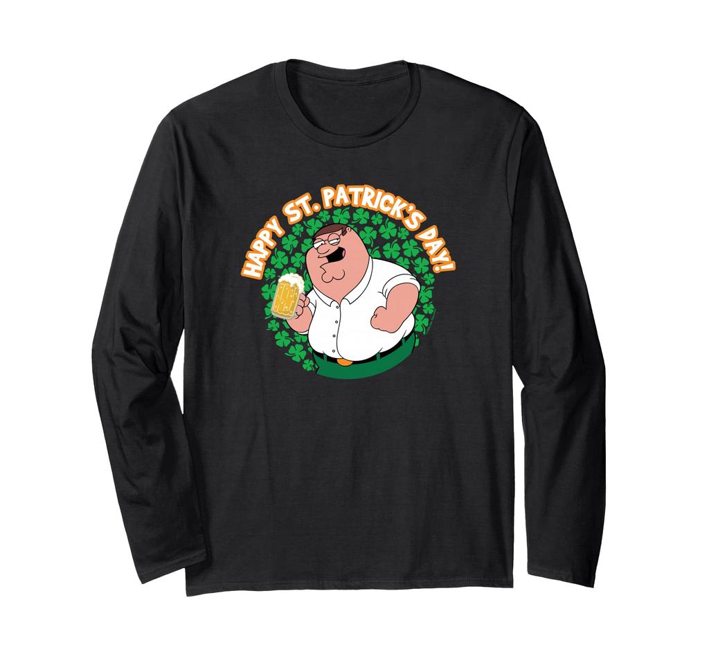Family Guy Happy St. Patrick's Day Peter Shamrocks Cartoon Long-Sleeve T-Shirt