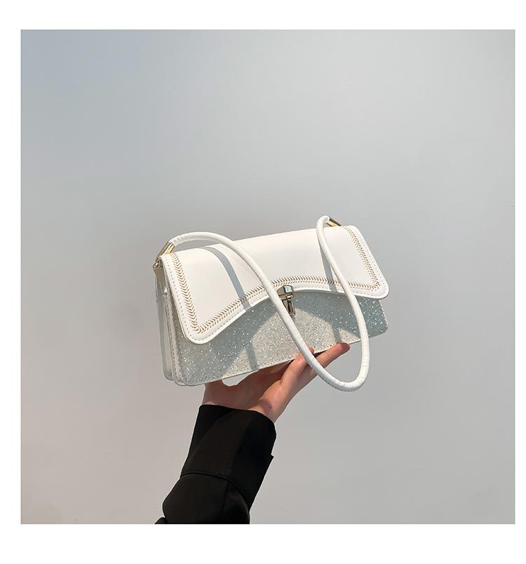 Texture Large Capacity Summer  New Splicing On New Fashion Sequins Fashion Shoulder Armpit Small Square Bag