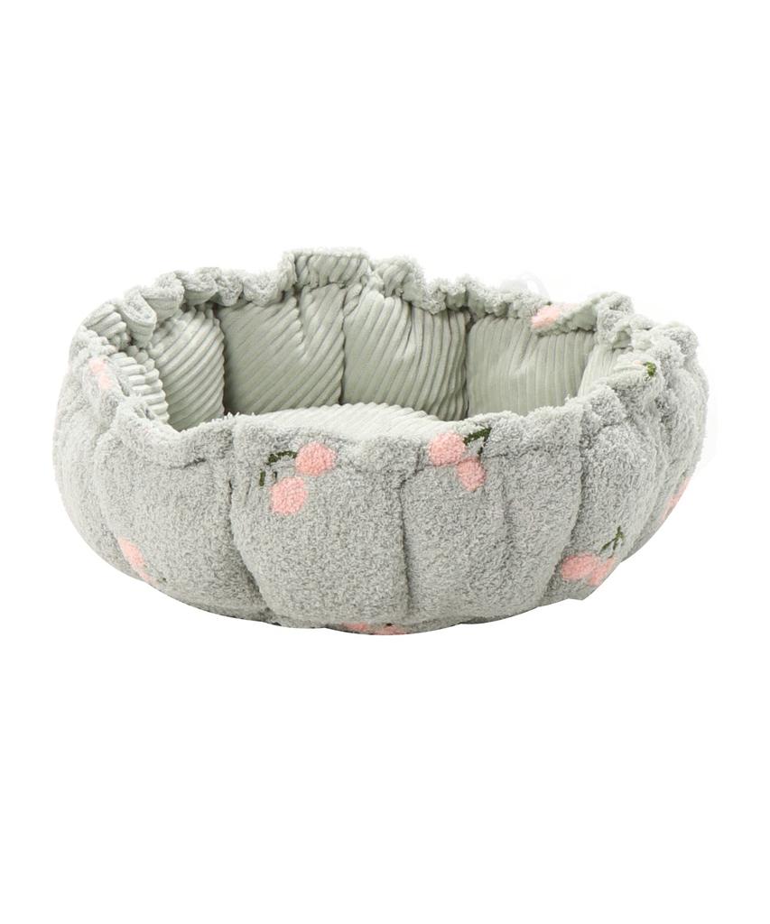 Fluffy Pet Reversible Round Pet Bed for Dogs and Pet Sofa with Cushion Bed, Cats, All-Season (Small, Green)