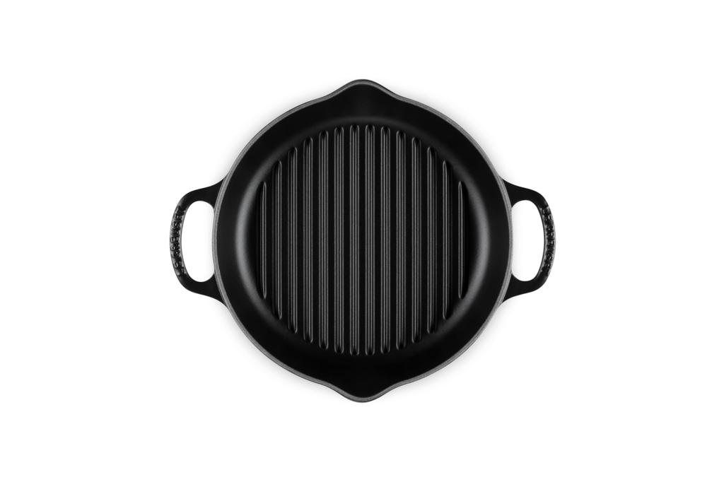Le Creuset Signature Deep Round Grill Cast Iron Enamel 25 Matte Gas and Induction Oven Compatible Japanese Pot, Cm, Black, [Official Product]