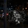 Haunted House Decoration Grim Reaper Wall Sticker, 3D Breaking Through Art Decal, Spooky Room Decorations Scary Skull Mural for Home Bar Pub Halloween