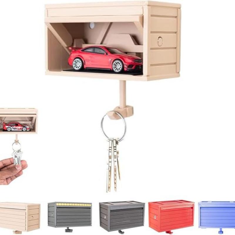 Car Garage Key Holder With Opening Door Fun Garage Keychain Wall Hanging Car Key Holder Easy Installation Wall Decoration