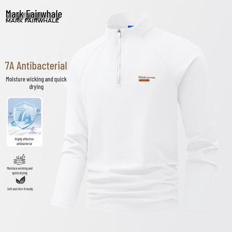 Mark Fairwhale Men s Antibacterial Quick-Dry Half-Zip Long-Sleeve T-Shirt 2XL