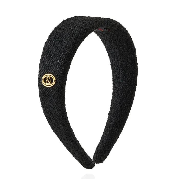 & COUTURE BLACK TWEED HAIR BAND