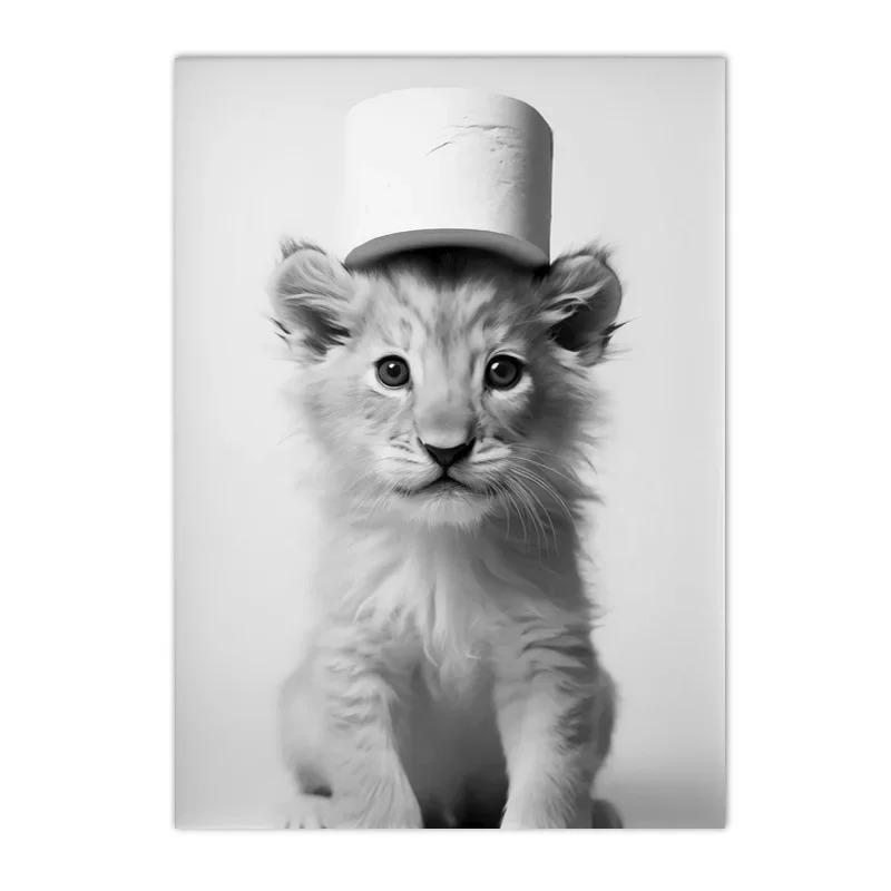 Black and White Otter Squirrel Canvas Painting Poster Prints Nordic Wall Art Home Decor Bathroom Animal Art