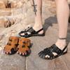 2025 Summer Outwear Non-slip Men's Sandals Casual Dual-use Beach Shoes Slippers Male Solid Color Leather Sandals Man