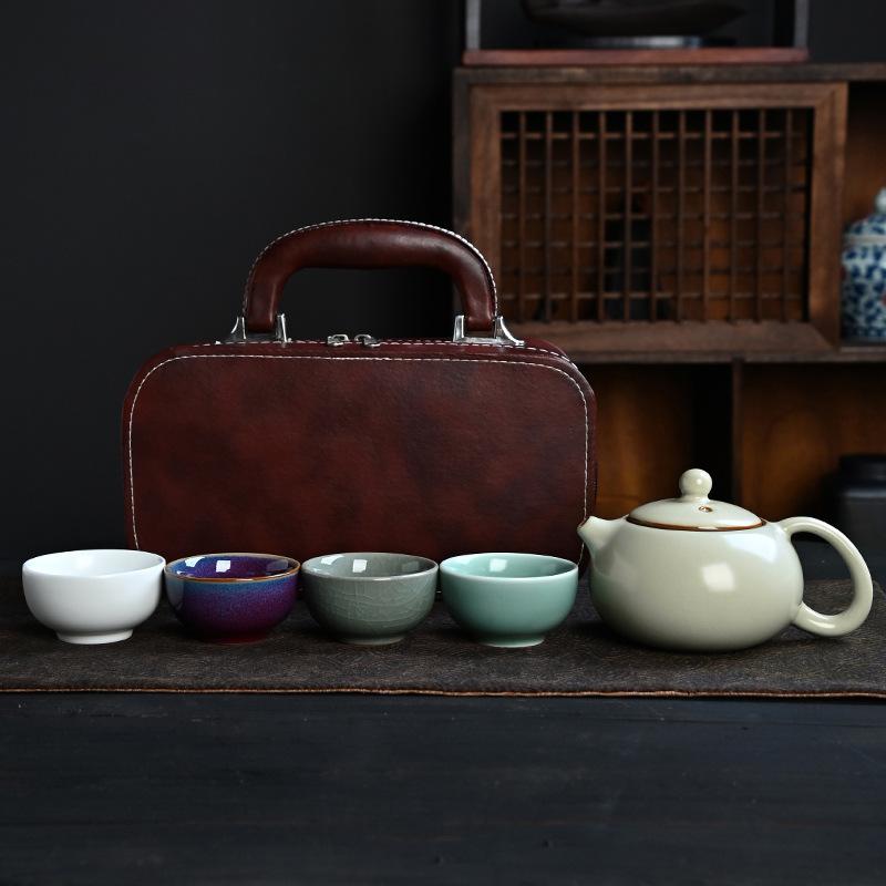 Five Famous Kilns Portable Travel Tea Set, Business Bank Company Event Gifts Can Be Used As Gift Boxes