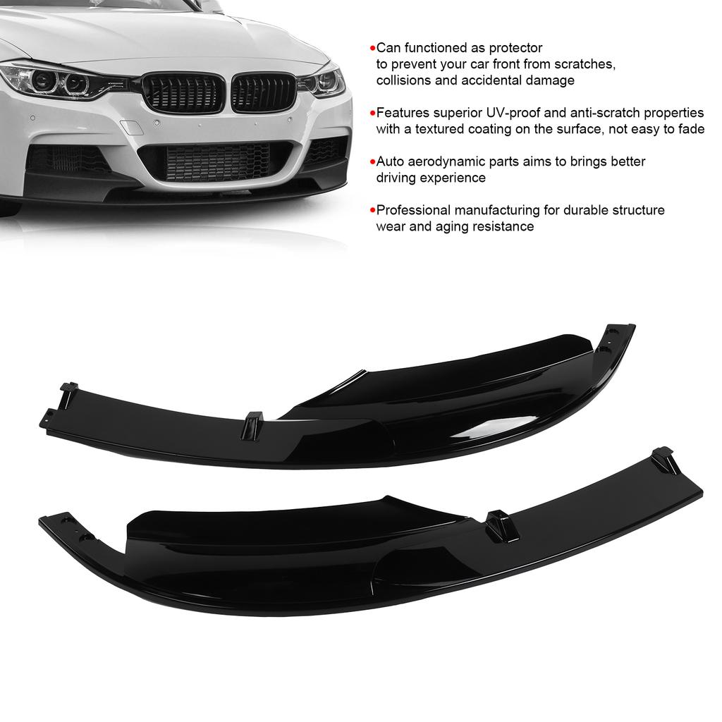 2Pcs Front Bumper Splitter Lip Body Kit Deflector Fit for 3‑Series F30 F35 2012‑2018Glossy Black