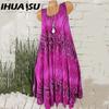 IHUASU Women Summer Sleeveless Floral Print Round Neck Dress