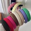 Women Headband Wide Brim Anti-Slip Waffle Sponge Filling Handmade Knitting Hair Hoop Autumn Winter Hair Accessory