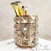 European Metal Crystal Makeup Organizer Makeup Brush Desk Storage Box Dressing Table Pen Holder Storage Bucket Bathroom Decor