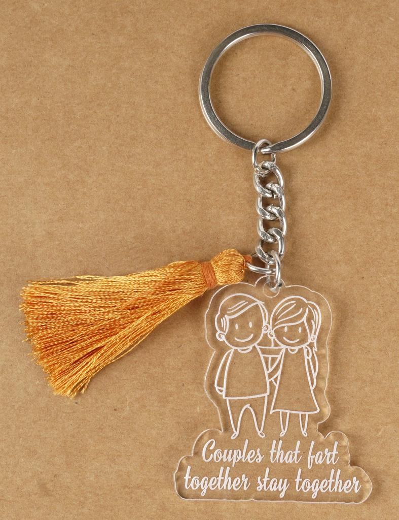 Inkdotpot Funny Keychain Couples That Fart Together Stay Together Acrylic Engraved Keychain Funny Couples Keyring Novelty