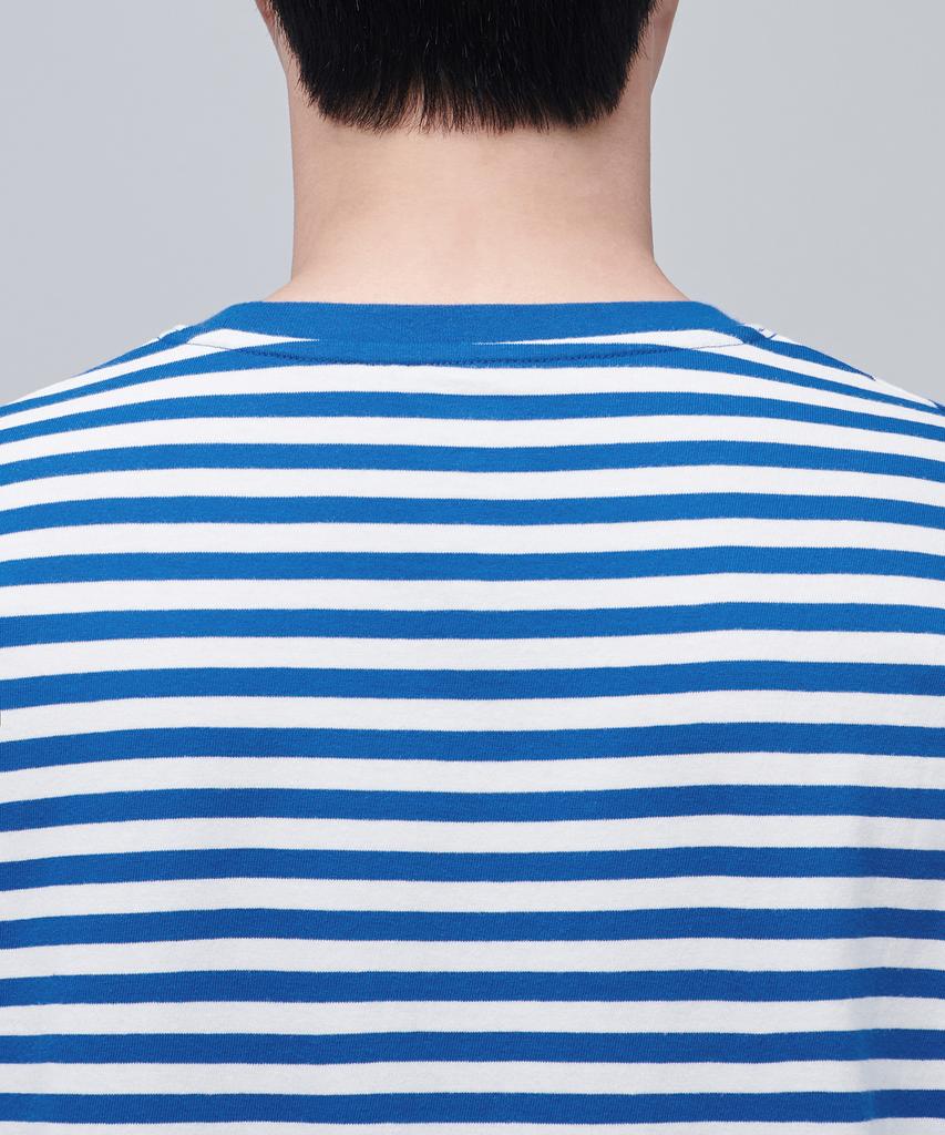 MUSINSA STANDARD Striped Relaxed Crew Neck T-Shirt [Blue]