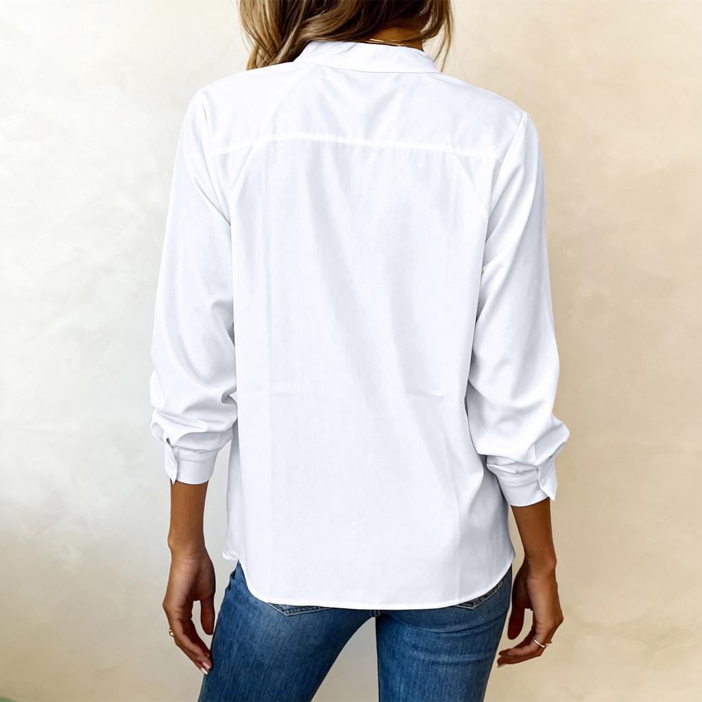 Fashionable Women's Casual V-neck Long-sleeved Elegant Women's Shirt Top