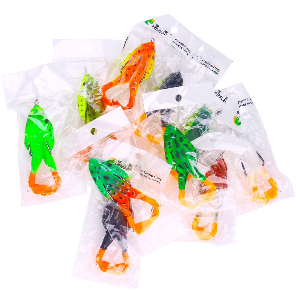 1pcs/10pcs/Floating Topwater Frog Lure Bass Trout Fishing Lures Kit Set Realistic Prop Frog Soft Swimbait Floating Bait with Weedless Hooks
