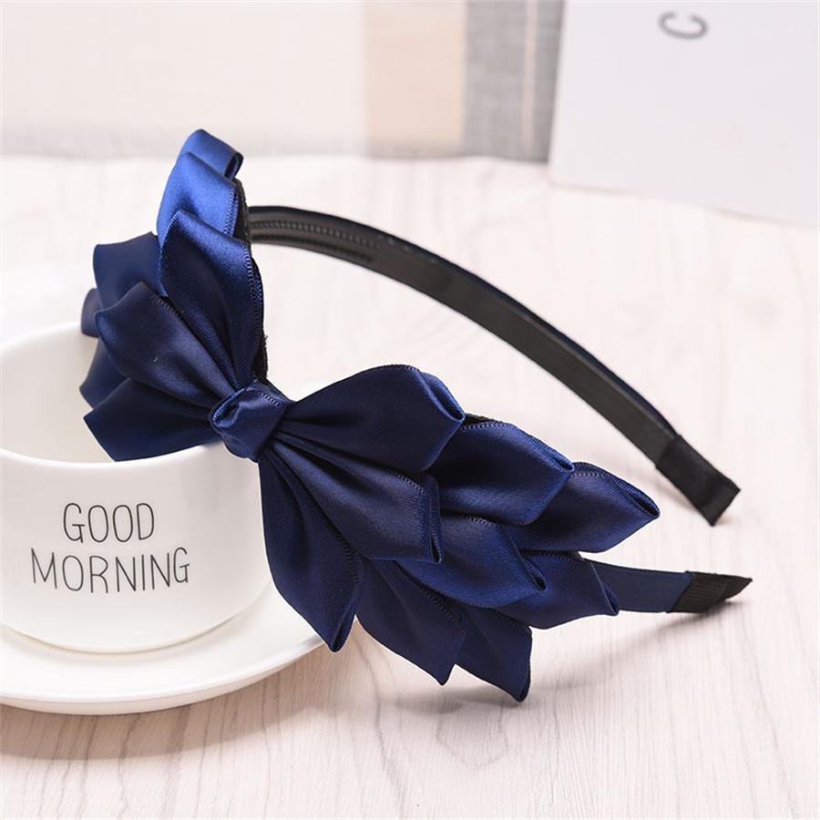 New Korean Fashion Retro Hair Accessories Women's Solid Color Bow Toothed Headband Handmade Headgear Accessories