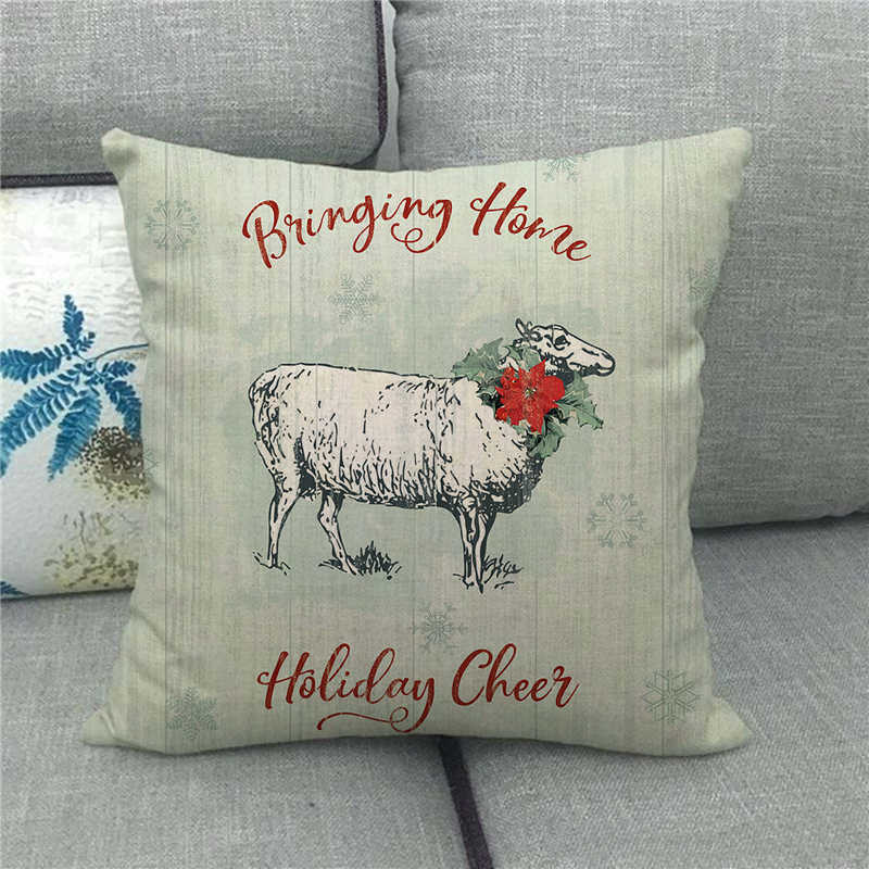 Cute Farm Christmas Animals Digital Printing Short Plush Pillow Covers For Car Sofa Office Cushion Cover Home Goods