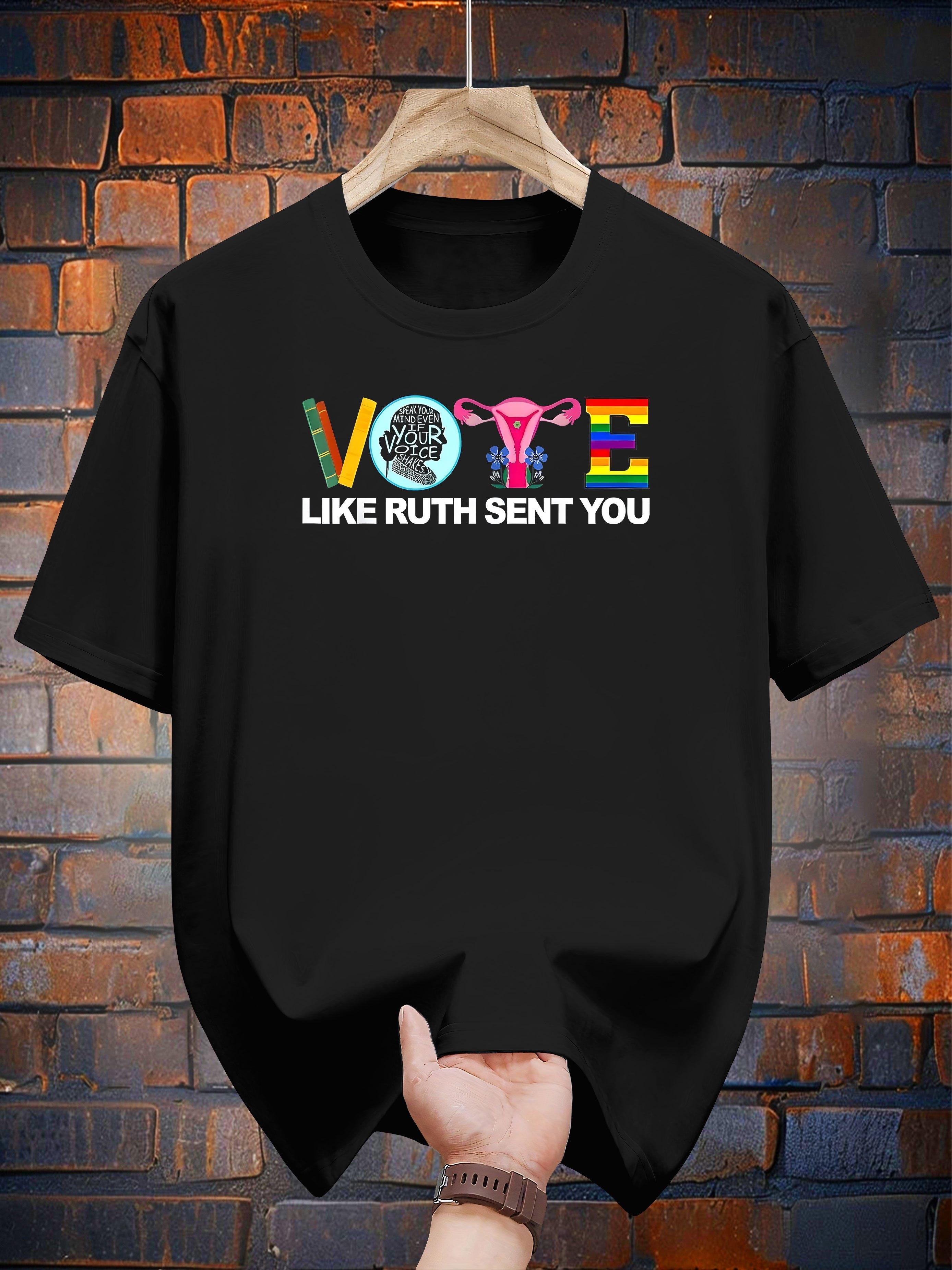 200g 100% Cotton Print Short Sleeve T-shirt - VOTE LIKE RUTH SENT YOU with Gender Symbol Design S