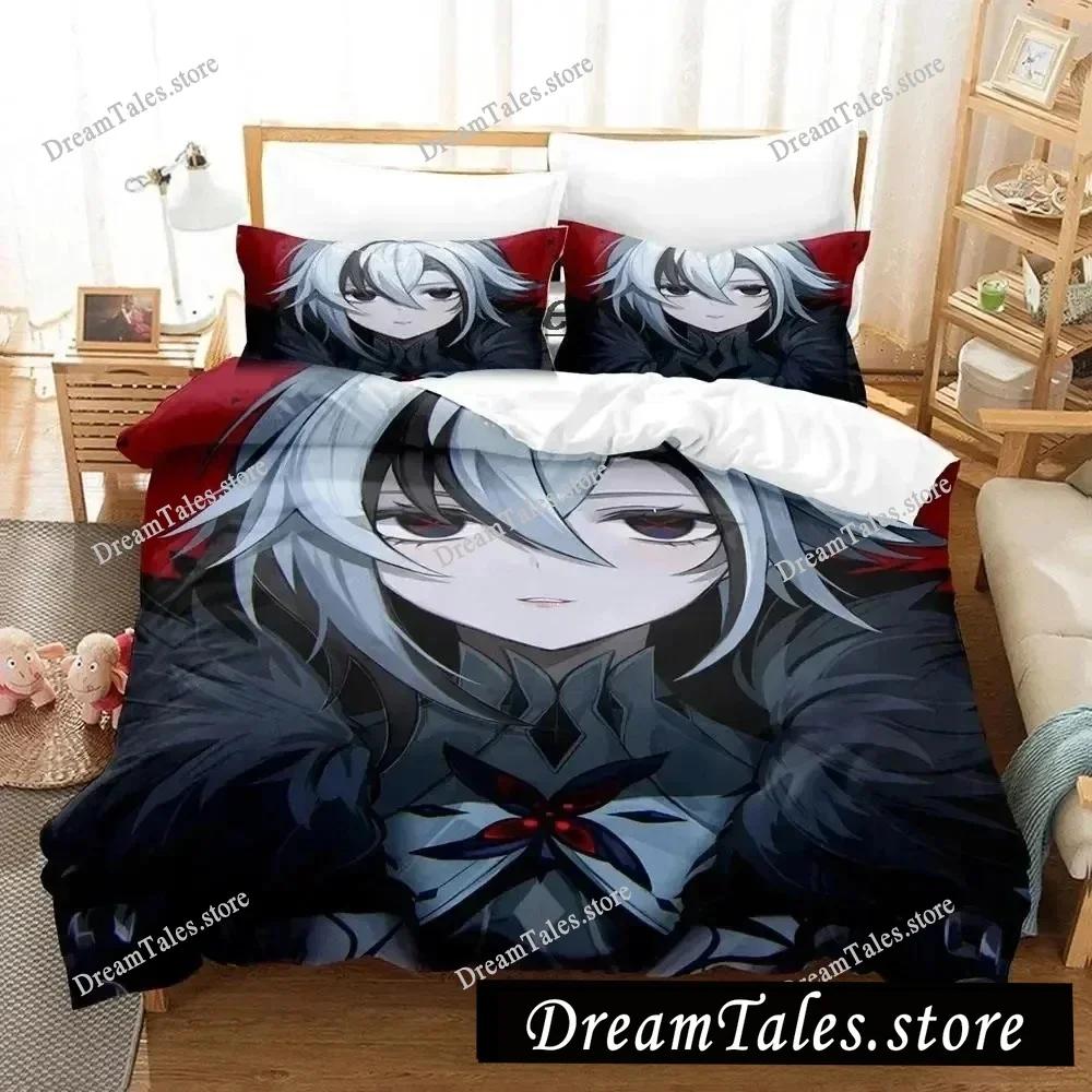 Genshin Impact Arlecchino Cartoon Poster Sheets Quilt Covers Bedding Dormitory Sheets Bedding Set Soft Warm Bedding Set741