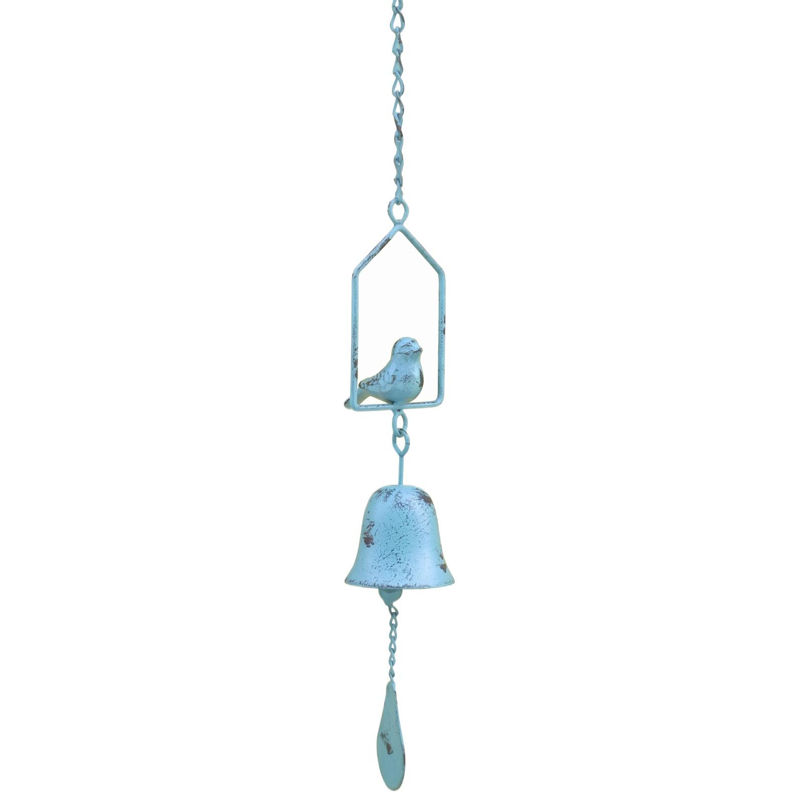 

Metal Garden Hanging Ornament with Bell and Bird Design Iron Art Decorative Outdoor Indoor Hanging Wind Chime Sculpture