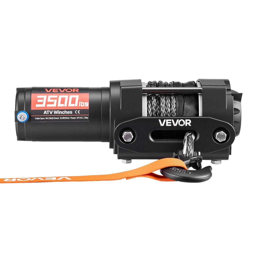 1587 kg Electric Winch, 12V DC ATV/UTV Winch with 5.5 mm x 10 m Synthetic Rope & Wired Remote Control, IP55 Waterproof, Aluminum Housing Fairlead