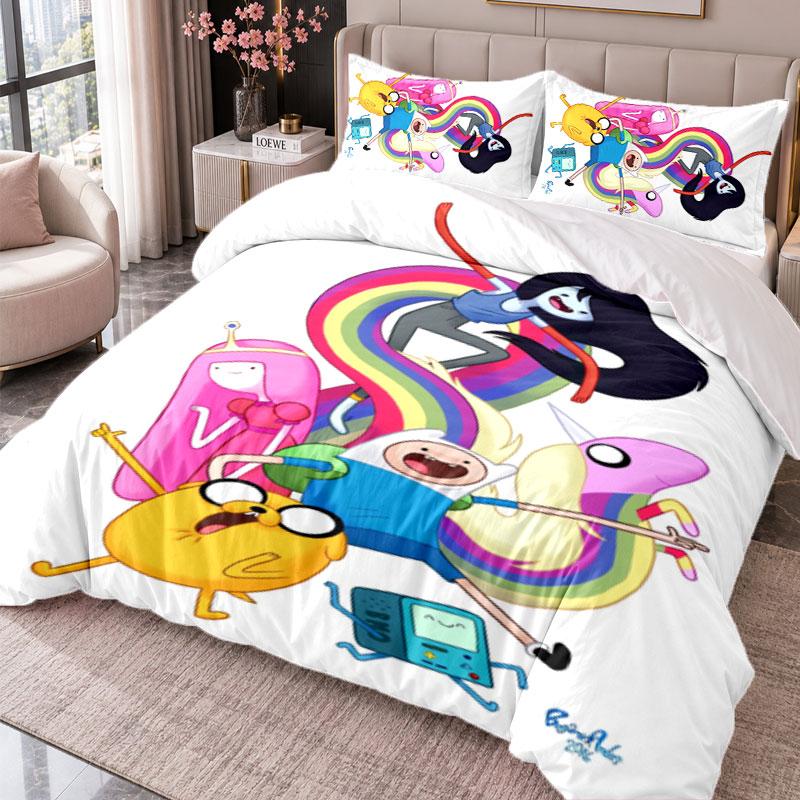 Adventure Time cartoon 3Pcs Bedding Set Duvet Cover With Two Pillowcases For Bedroom Home Decoration