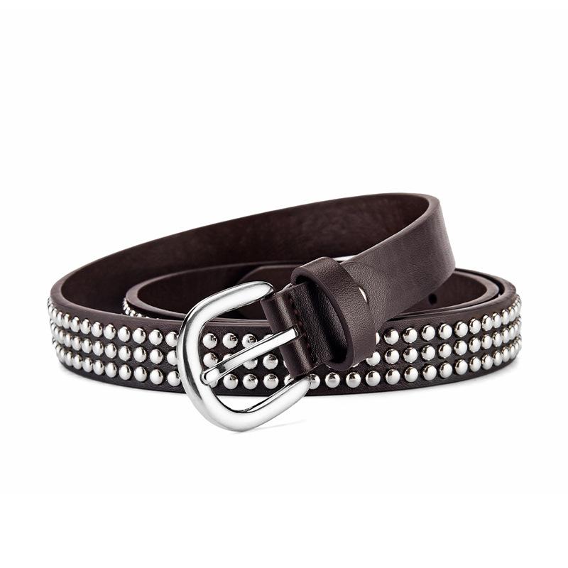 

Ремень с металлическими бусинами в стиле панк, мужской ремень из сплава с пряжкой и заклепками, повседневный ремень для брюк для женщин 110cm