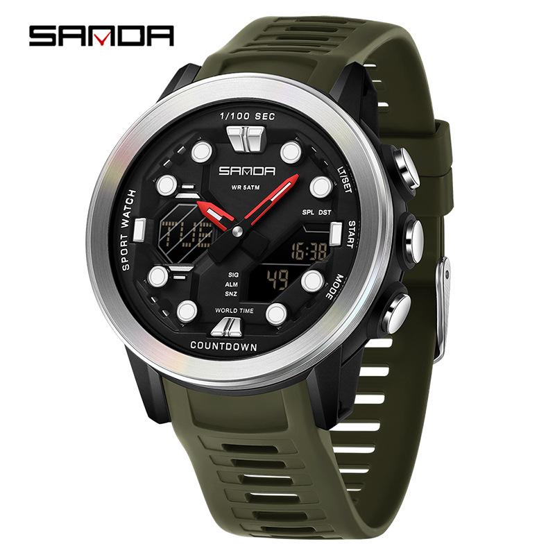 Sanda Watch: Student Fashion Sport, Waterproof, Dual Display, Unisex.