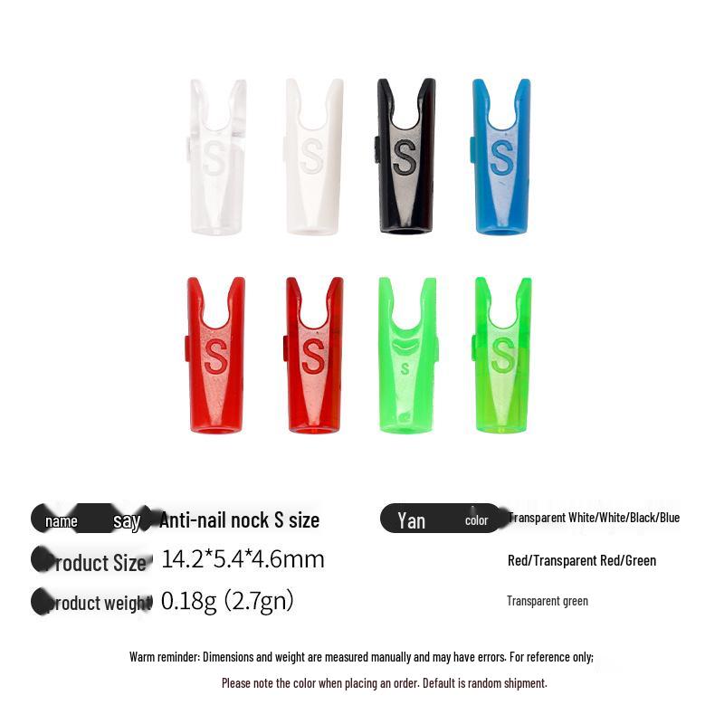 Multicolor Anti-Nail Plastic Arrow Nock with Inner Insert and Outer Wrap, Various Specifications Available.