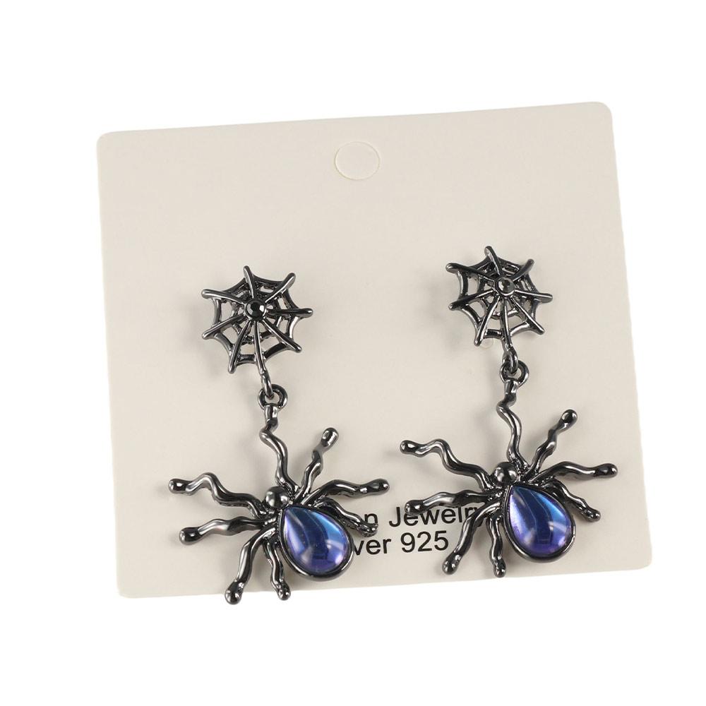 

Серьги-пауки в готическом стиле Moonstone Серьги в стиле панк-метал Панк Уникальные серьги в форме паука для вечеринки серебряный